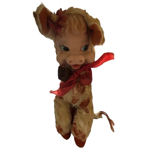 Vtg Rushton Star Creation Daisy Belle Rubber Face Cow Plush Toy 50s No Sound - Picture 3 of 10